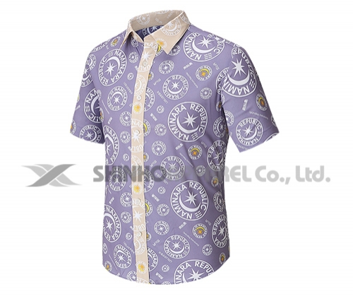 SHN-907ㅣ차이나카라 원단프린팅 스판 남방 셔츠