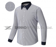 SHN-921ㅣ곤색 핀 스트라이프 스판 남방 셔츠