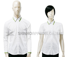SHN-0265 l 백색/올리브그린 배색 스판 남방 셔츠