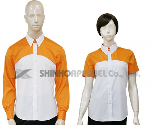 SHN-0244 백색/오렌지 스판 남방 셔츠