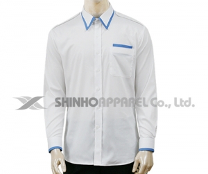 SHN-0280 백색/블루 배색 스판 남방 셔츠