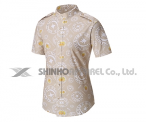 SHN-906ㅣ차이나카라 원단프린팅 스판 남방 셔츠