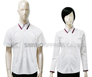 SHN-0264 l 백색/와인배색 스판 남방 셔츠
