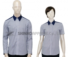 SHN-913 곤색 선염 스트라이프 남방 셔츠
